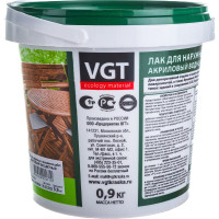 Акриловый лак для наружных и внутренних работ VGT матовый, бесцветный 0,9 кг 11600825