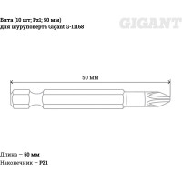 Gigant Бита для шуруповерта Pz1 50мм 10шт G-11168
