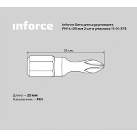 Inforce бита для шуруповерта PH1 L=25мм 2шт в упаковке 11-01-379