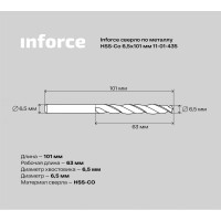 Inforce сверло по металлу HSS-Co 6,5x101мм 11-01-435