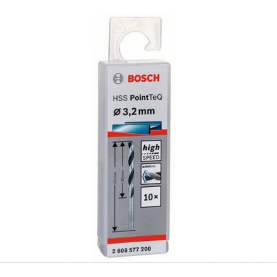 Bosch спиральное сверло hss pointteq 3.2 2608577200