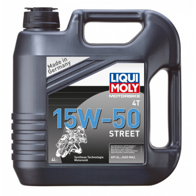 Синтетическое моторное масло 4T для четырехтактных мотоциклов LIQUI MOLY Motorbike 4T Street 15W-50 SL;MA-2 1689