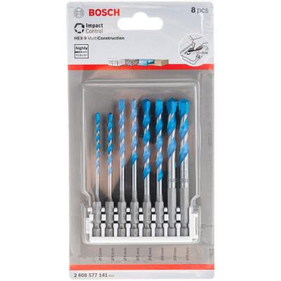 Bosch Сверла Hex-9 MultiConstruction, 3–8мм 2608577141