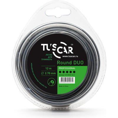 Tuscar леска для триммера round duo, professional, 2.7mmx12m 10112527-12-1