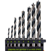 Набор сверл по дереву 8 шт.(D 3; 4; 5; 6; 7; 8; 9; 10 мм) Энкор 19132