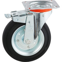 Колесо с вращающейся опорой, пластиной крепления и передним тормозом (200 мм; 230 кг) Tellure rota 535426