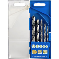 Набор сверл по дереву Профи (5 шт; 4, 5, 6, 8, 10 мм) ПРАКТИКА 640-353