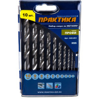 Набор сверл по металлу Профи (10 шт; 1-10 мм) ПРАКТИКА 640-261