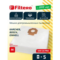 Мешки для пылесоса Karcher, Aeg, Dewalt, Flex, Hilti, Milwaukee, Nilfisk, Protool, Ryobi, Sparky, Stihl, Thomas, Tmb, Корвет трехслойные синтетические Filtero KAR 30 Pro 35л 5шт 05643
