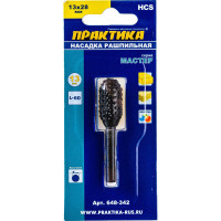 Шарошка стальная овальная по дереву (13х28 мм) ПРАКТИКА 648-342