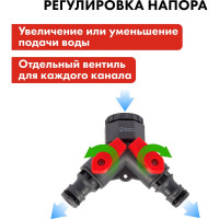 Разветвитель двухканальный (1/2"; 3/4") QUATTRO ELEMENTI 646-027