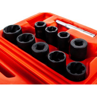 Набор торцевых головок для поврежденных гаек и болтов 10-19мм, кейс, 10шт МАСТАК 109-30010C