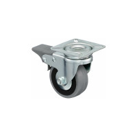 Колесо с вращающейся опорой, пластиной крепления и передним тормозом (80 мм; 55 кг) Tellure rota 378103