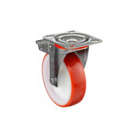 Колесо с нержавеющей вращающейся опорой, пластиной крепления и передним тормозом (80 мм; 120 кг; INOX) Tellure rota 606701