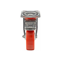 Колесо с нержавеющей вращающейся опорой, пластиной крепления и передним тормозом (80 мм; 120 кг; INOX) Tellure rota 606701