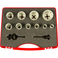 Набор коронок Bi-Metall HSSE-Co8 (10 шт; 19-64 мм; 2 адаптера) RUKO 126303