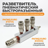 Разветвитель пневматический с увеличенной пропускной способность WIEDERKRAFT WDK-85MB