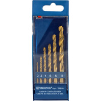Набор спиральных сверл по металлу HSS TiN в пластиковом кейсе TDBS6 (6 шт; 2-8 мм) Thorvik 52478
