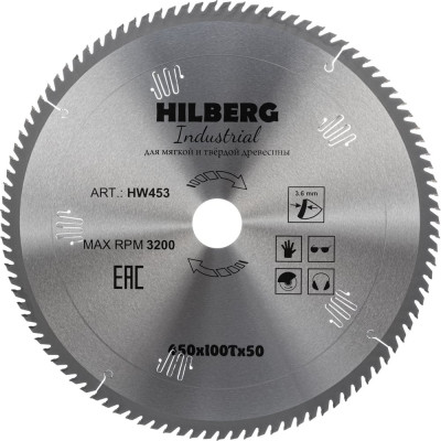 Диск пильный Hilberg Industrial Дерево 45050100Т HW453