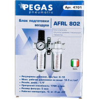 Фильтр влагоотделитель  двойной AFRL802 1/4" с регулятором и лубрикатором Pegas pneumatic PGS-4701