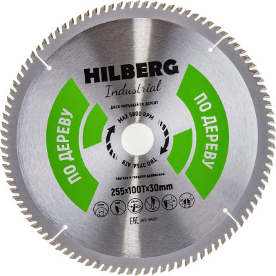 Диск пильный Hilberg Industrial Дерево 255x30x100Т HW257