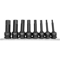 Набор головок ударных 1/2" HEX 5-19 мм, 8 шт., L-78 мм, на планке АвтоDело 39098 15960