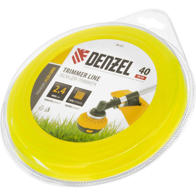 Леска для триммера квадрат 2,4 мм х 40 м, блистер FLEX CORD DENZEL 96123