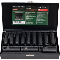 Набор головок шестигранных глубоких ударных (12 пр; 10-25 мм; 1/2") Rockforce RF-4127-5MPB(16248)
