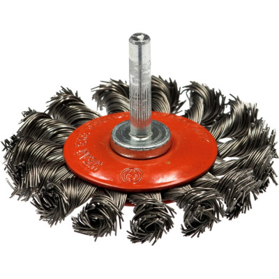 Щетка дисковая со жгутовой стальной проволокой Эксперт 487 (12 шт; 100 мм; хвостовик 6 мм) Профоснастка 20710002