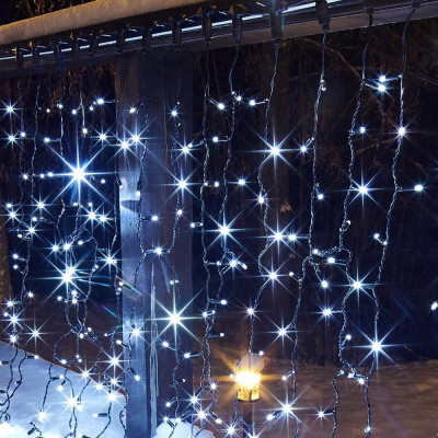 Neon-Night Гирлянда Занавес 2x1,5м, 300 LED белый, черный ПВХ, IP65, с эффектом мерцания, без блока питания 235-231