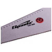 Ножовка по дереву, SPARTA 500 мм,7-8 TPI, зуб-2D, каленый зуб, линейка, двухкомпонентная рукоятка// 235035