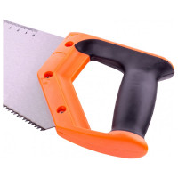 Ножовка по дереву, SPARTA 500 мм,7-8 TPI, зуб-2D, каленый зуб, линейка, двухкомпонентная рукоятка// 235035