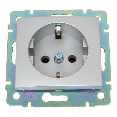 Розетка Legrand с заземлением Legrand Valena без шторок 16А 250В винтовые зажимы алюминий 694342