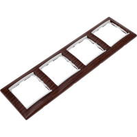 Рамка Legrand 4 пост Valena тёмное дерево/серебряный штрих 696733