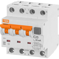 Автоматический выключатель дифференциального тока TDM ELECTRIC АВДТ 63 4P C 25А 30мА SQ0202-0018