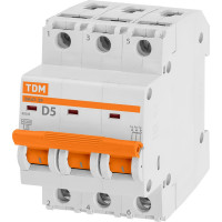 Автоматический выключатель TDM ELECTRIC ВА47-29 3Р 5А 4.5кА D SQ0206-0168