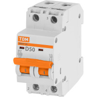Автоматический выключатель TDM ELECTRIC ВА47-29 2Р 50А 4.5кА D SQ0206-0162