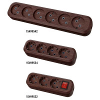 Колодка для удлинителя TDM ELECTRIC на 6 гнезд 2П, с заземлением, с выключателем 16А 250В "Эко" (бук) SQ1806-0072