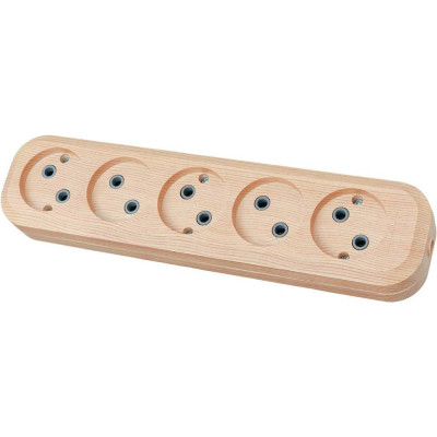 Колодка для удлинителя TDM ELECTRIC на 5 гнезд 2П, без заземления, 10А 250В "Эко" (сосна) SQ1806-0053