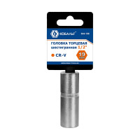 Глубокая торцевая головка КОБАЛЬТ 1/2, 19мм, Cr-V 644-108