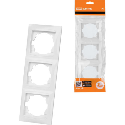 Трехпостовая вертикальная белая рамка TDM ELECTRIC Лама SQ1815-0034