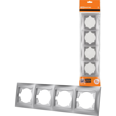 Рамка 4-х постовая горизонтальная TDM ELECTRIC серебристый металлик, серия "Лама" SQ1815-0232