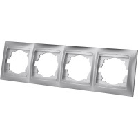 Рамка 4-х постовая горизонтальная TDM ELECTRIC серебристый металлик, серия "Лама" SQ1815-0232