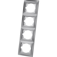 Рамка 4-х постовая вертикальная TDM ELECTRIC серебристый металлик, серия "Лама" SQ1815-0235