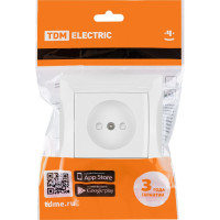 Розетка с защитной шторкой, белая 2П 10А 250В TDM ELECTRIC Лама SQ1815-0010