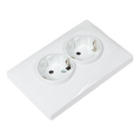Двойная розетка с защитной шторкой, белая 2П+З 16А 250В TDM ELECTRIC Лама SQ1815-0013