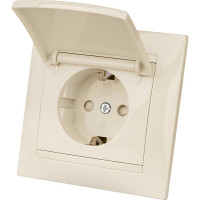 Розетка с защитными шторками и крышкой, слоновая кость 2П+З 16А 250В TDM ELECTRIC Лама SQ1815-0114