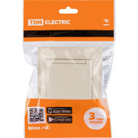 Розетка с защитными шторками и крышкой, слоновая кость 2П+З 16А 250В TDM ELECTRIC Лама SQ1815-0114