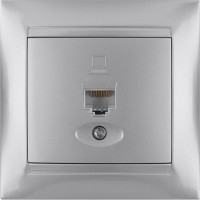 Розетка компьютерная RJ45 TDM ELECTRIC серебристый металлик, серия "Лама" SQ1815-0216