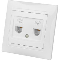 Двойная телефонная розетка, белая RJ11 TDM ELECTRIC Лама SQ1815-0018